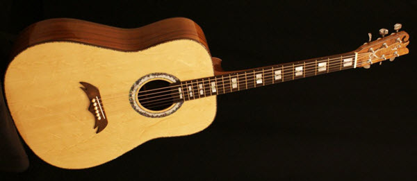 Custom Handmade Dreadnought Acoustic Guitar (White Flame)